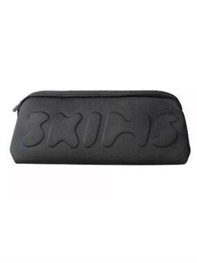 SKIMS Black Embossed Logo Neoprene Pouch